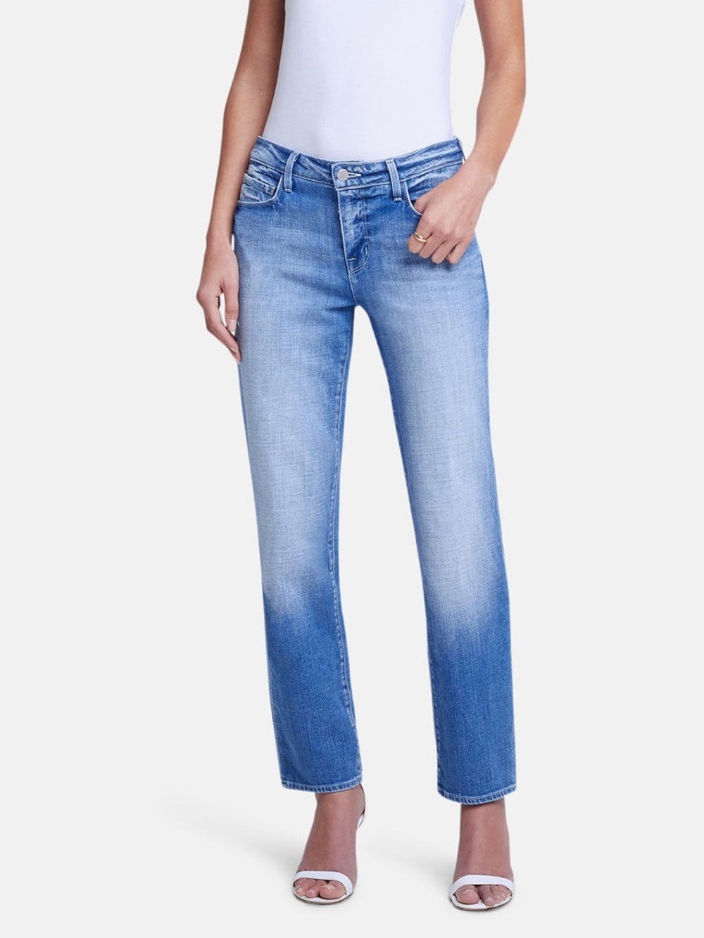 L'AGENCE Marjorie Mid Rise Jean in Balboa Classic Blue Wash Denim Size 24